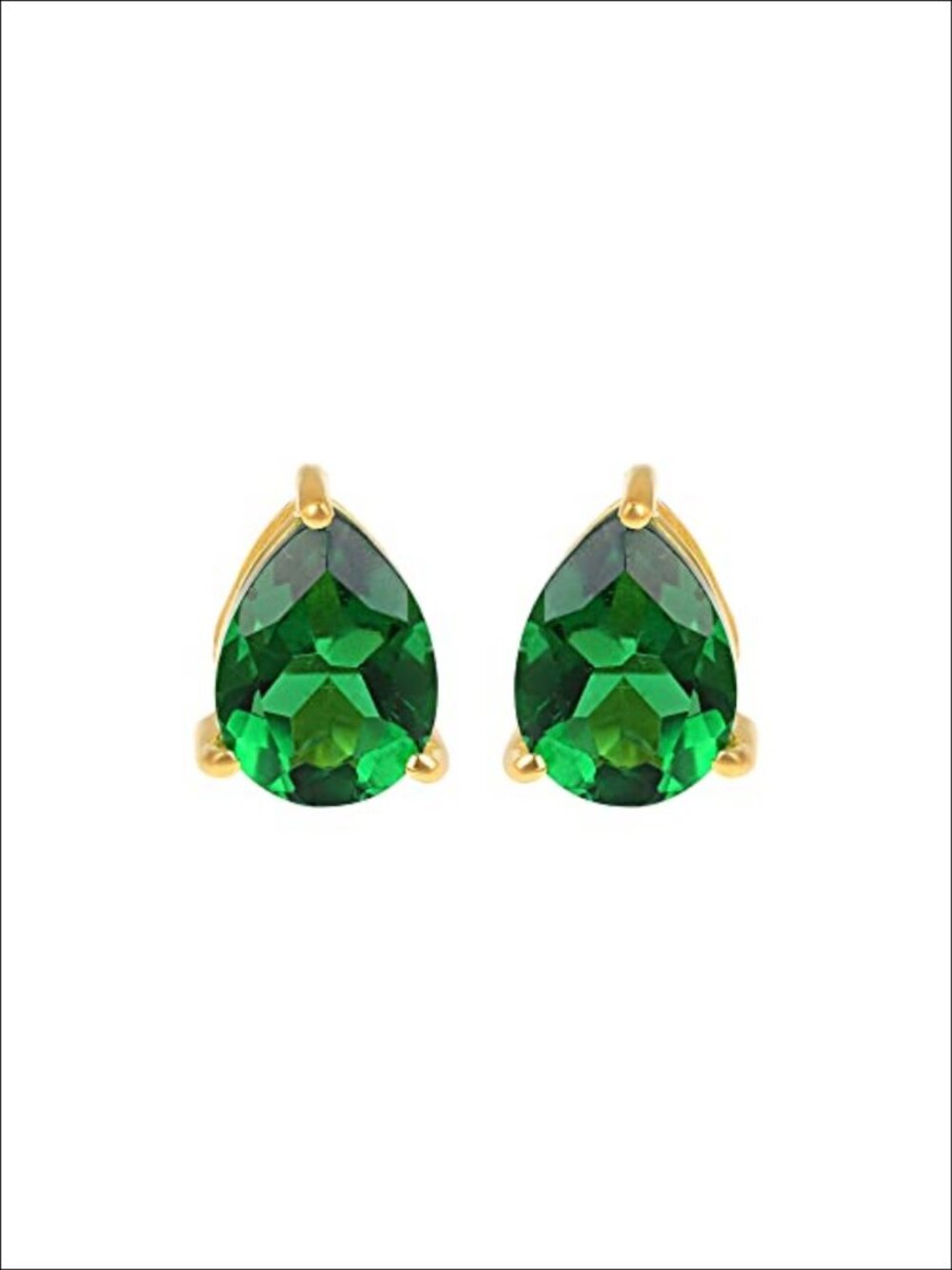18K Gold Plated 7x9mm Pear Shape Gemstone Stud Earrings Birthstone